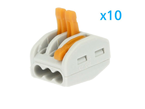 Pack 10 connettori rapidi 3 ingressi e 3 uscite SPL-3 per cavi elettrici  0,08-4 mm² 40.30 mm0.08-4mm²